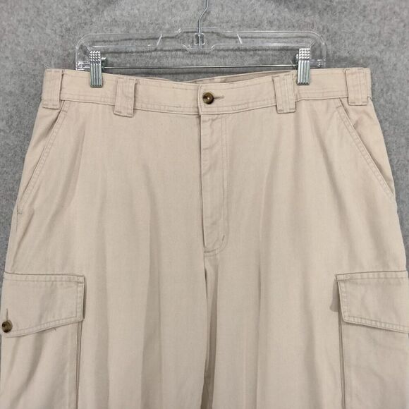 Eddie Bauer Cargo Pants Mens Size 38 x 29 Tan Khaki Flat Front Casual Chino Work - Picture 2 of 10